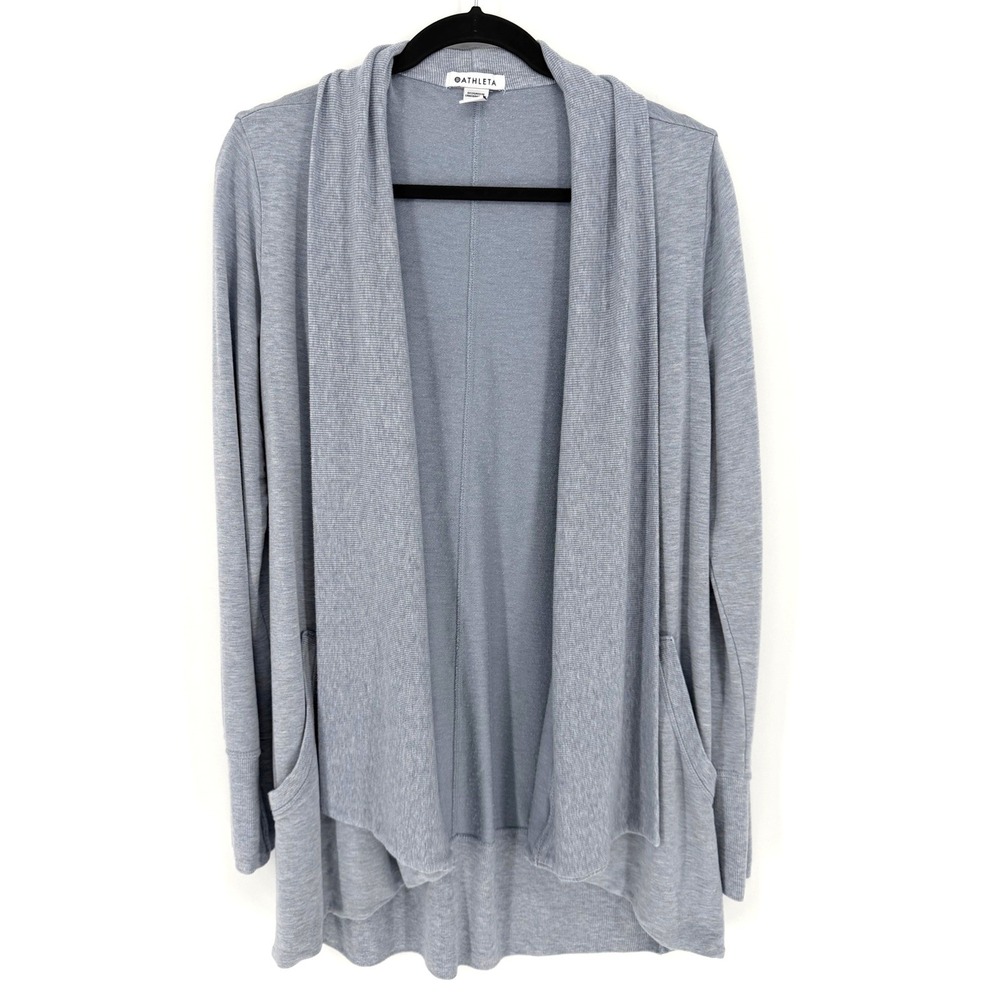 Athleta Pranayama Cardigan  M Blue Thumbhole Yoga Gorpcore Layering Travel